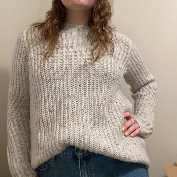 A New Day beige and cream chunky knit sweater sz L - Picture 4 of 11